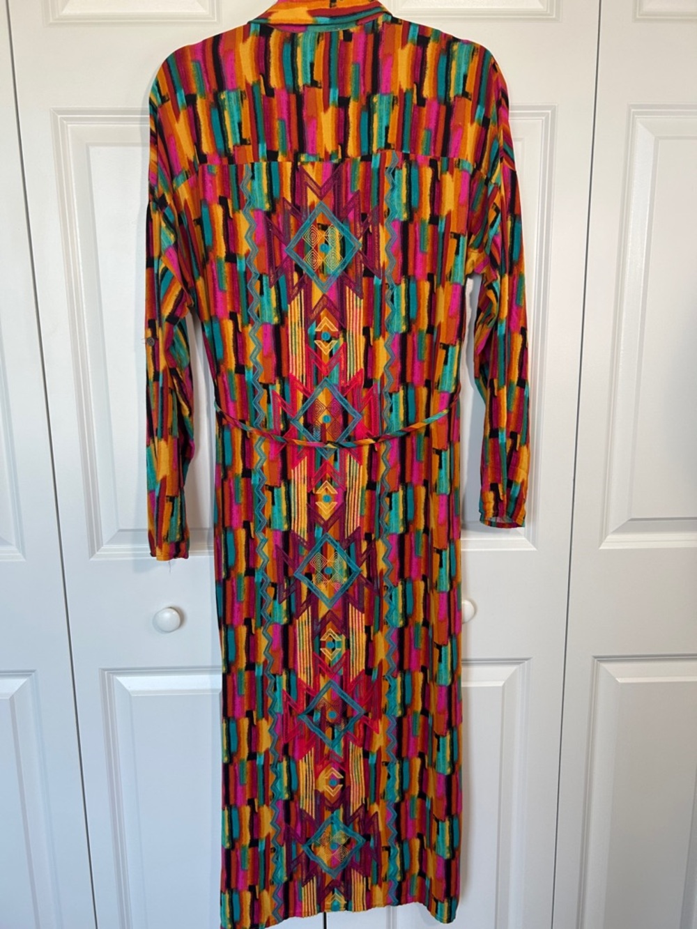 Savanna Jane Multicolor Geometric Maxi Dress — Orange, Pink, Teal, Yellow - Picture 3 of 8
